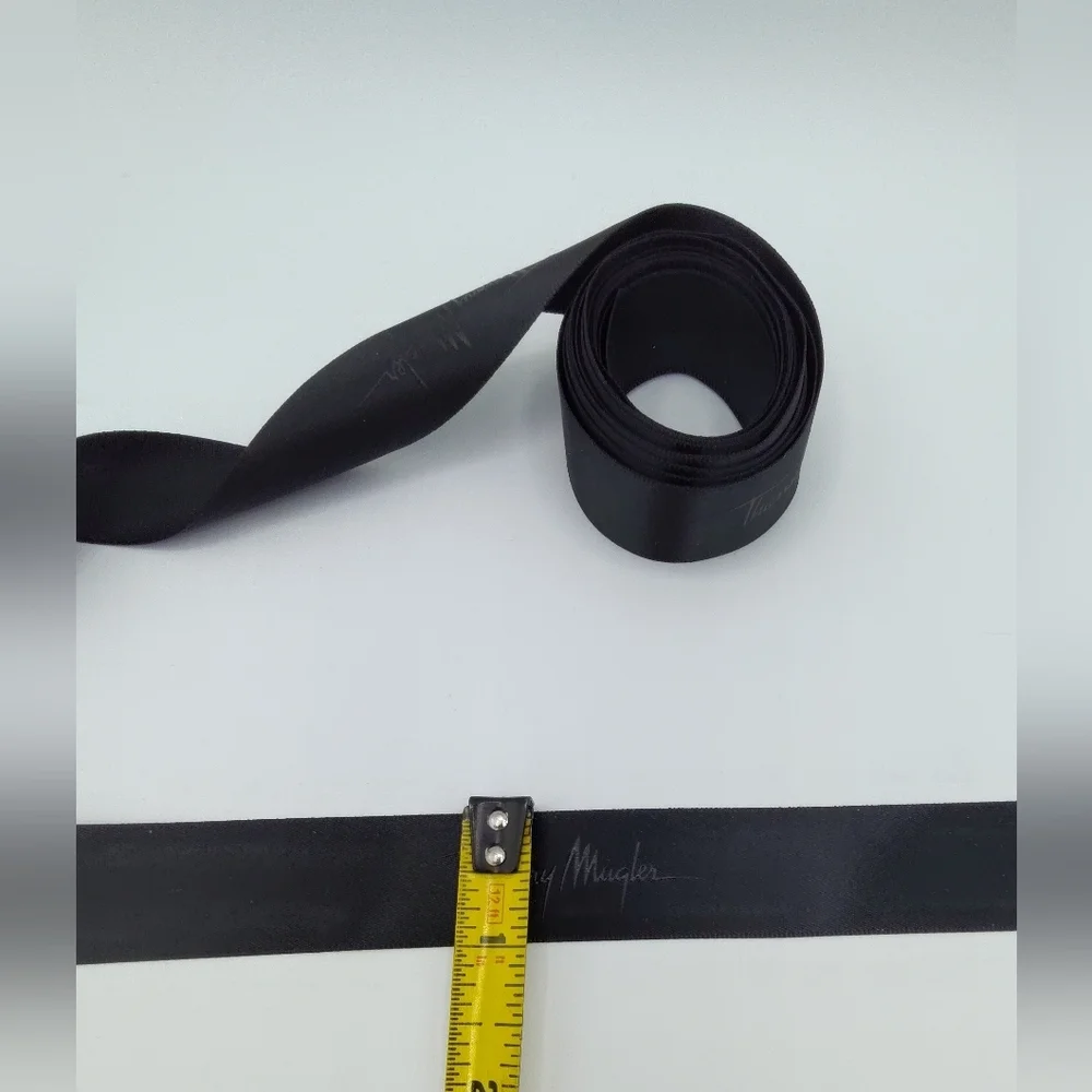 THIERRY MUGLER Logo Ribbon Black Satin 2 Yards Luxury Designer Packaging